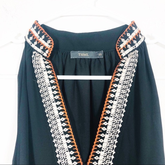 🔥SALE🔥 Anthropologie THML black embroidered popover sundress - Picture 4 of 6